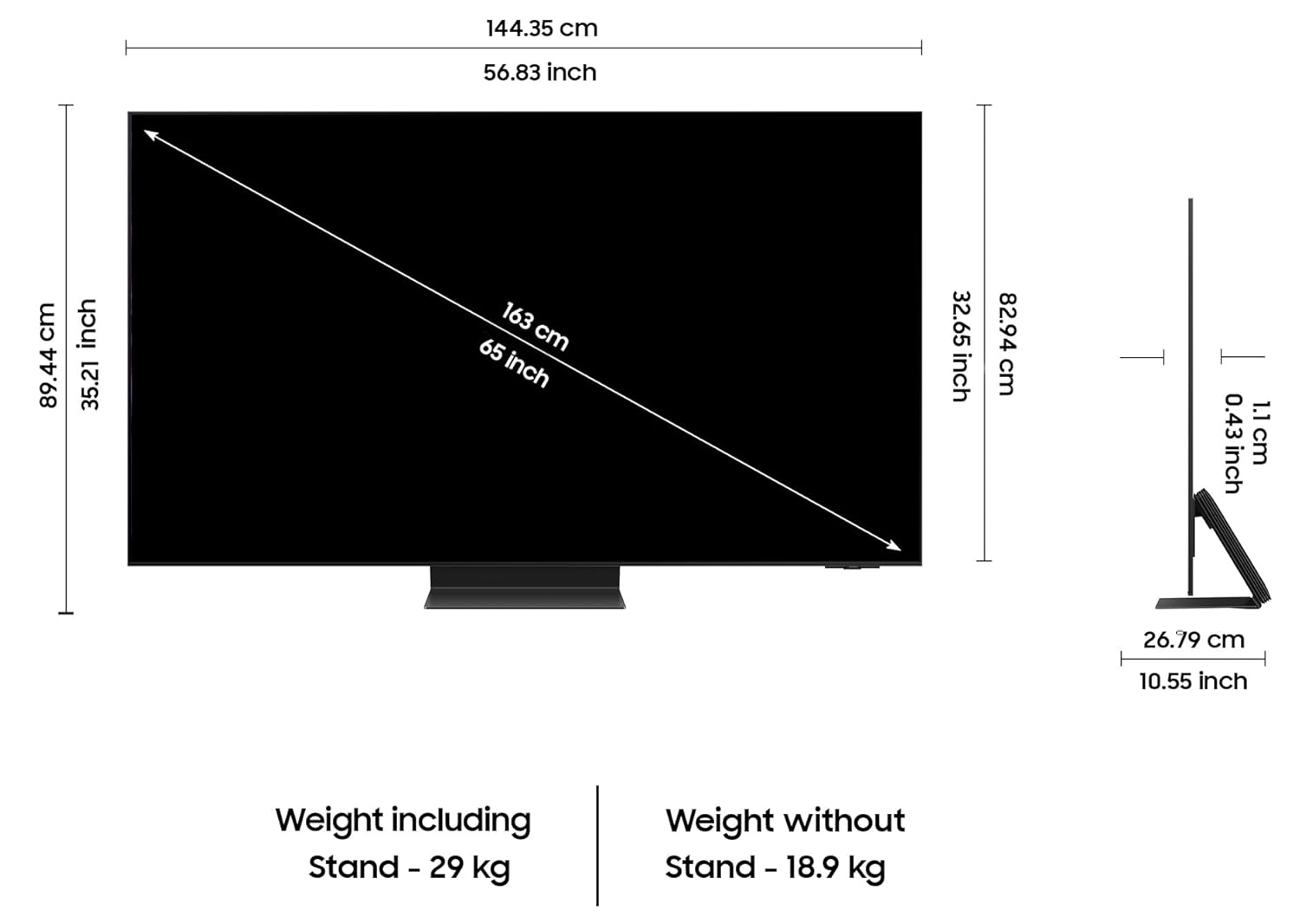 61S58v2oIFL._SL1500_ Samsung 163 cm (65 inches) 4K Ultra HD Smart OLED TV QA65S95DAULXL (Graphite Black) - Image 5