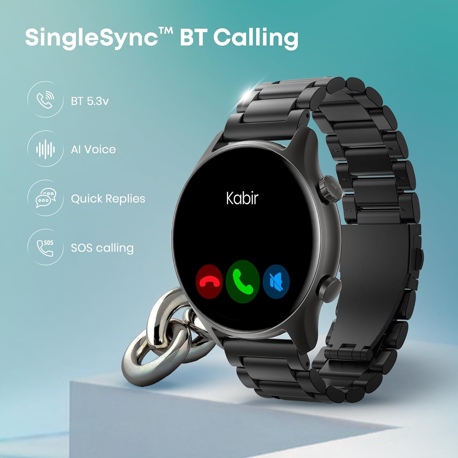 710wFu0zxUL._SL1500_ Fastrack Astor FR2 Pro 1.43" AMOLED Stainless Steel Smart Watch with SpO2, Heart Rate, BT Calling, Adaptive AOD, Functional Crown, AI Voice Assistant – Smartwatch for Stylish Professionals (Black) - Image 3