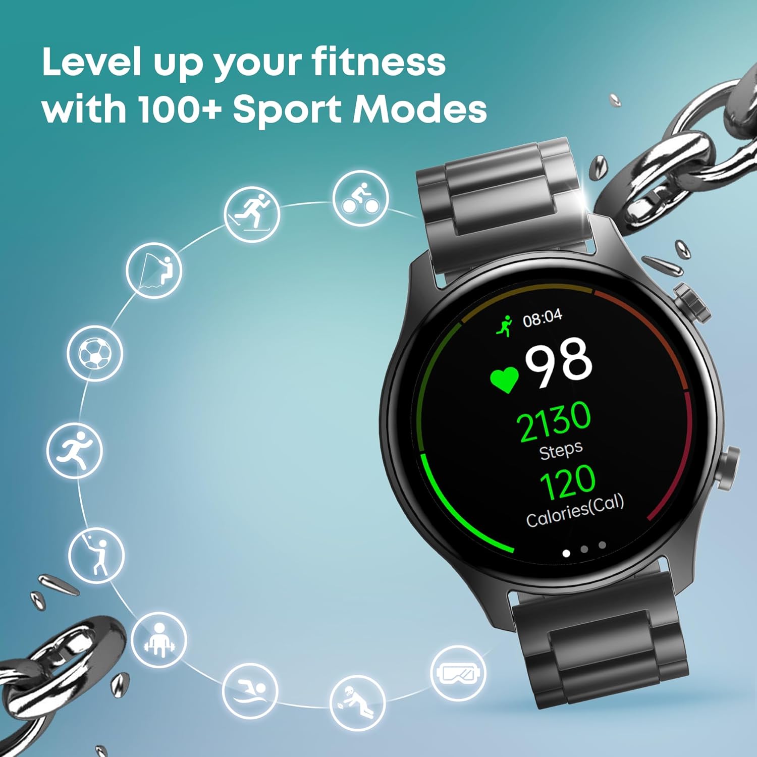 71snGfyHzCL._SL1500_ Fastrack Astor FR2 Pro 1.43" AMOLED Stainless Steel Smart Watch with SpO2, Heart Rate, BT Calling, Adaptive AOD, Functional Crown, AI Voice Assistant – Smartwatch for Stylish Professionals (Black) - Image 4