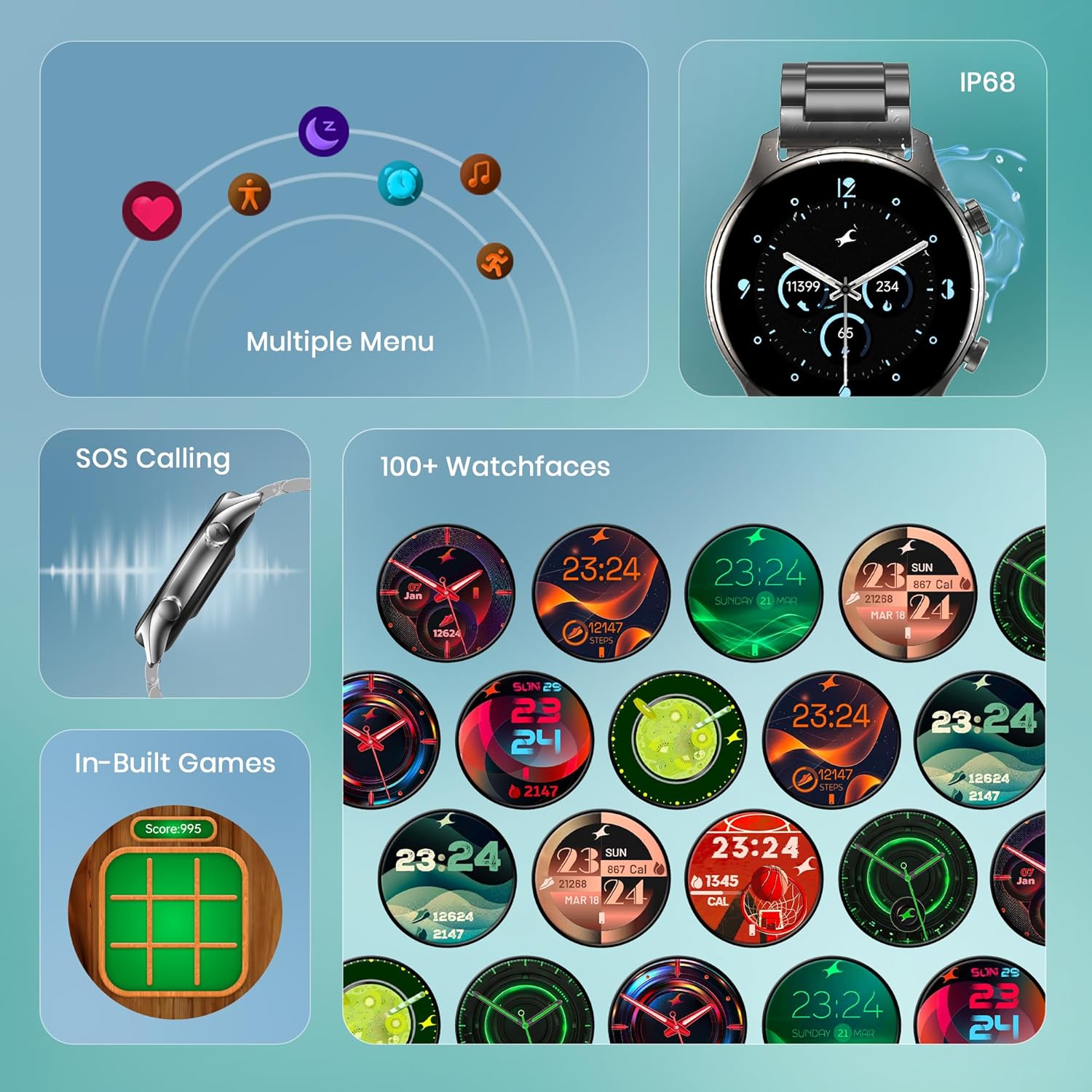 81dfdmskEpL._SL1500_ Fastrack Astor FR2 Pro 1.43" AMOLED Stainless Steel Smart Watch with SpO2, Heart Rate, BT Calling, Adaptive AOD, Functional Crown, AI Voice Assistant – Smartwatch for Stylish Professionals (Black) - Image 6